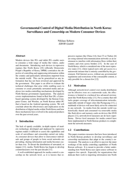 Governmental Control of Digital Media Distribution in North Korea: Surveillance and Censorship on Modern Consumer Devices