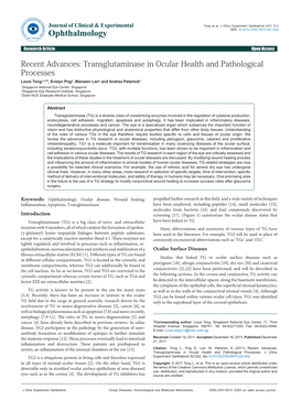 Transglutaminase in Ocular Health and Pathological Processes