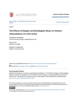 The Effects of Diegetic and Nondiegetic Music on Viewers’ Interpretations of a Film Scene