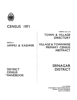 District Census Handbook, Srinagar, Parts X-A & B, Series-8