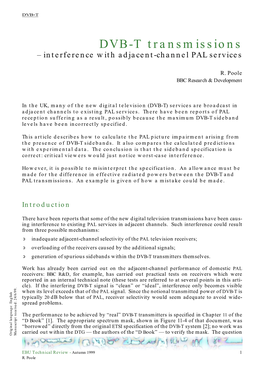 DVB-T Transmissions – Interference with Adjacent-Channel PAL Services