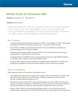 Market Guide for Enterprise SBC