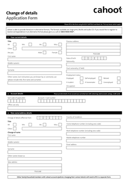 Change of Details Application Form