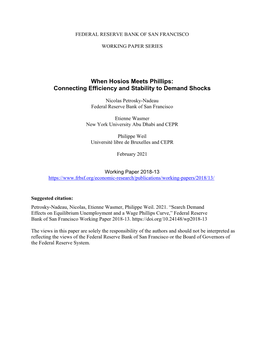 When Hosios Meets Phillips: Connecting Efficiency and Stability to Demand Shocks