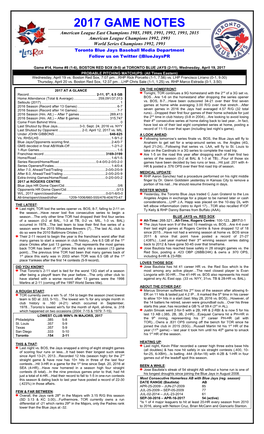 2017 Game Notes