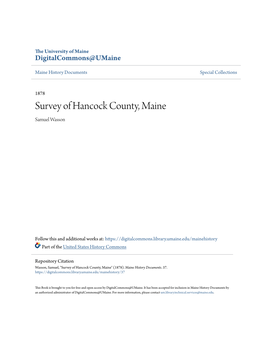 Survey of Hancock County, Maine Samuel Wasson
