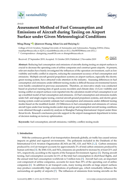 Assessment Method of Fuel Consumption and Emissions of Aircraft During Taxiing on Airport Surface Under Given Meteorological Conditions