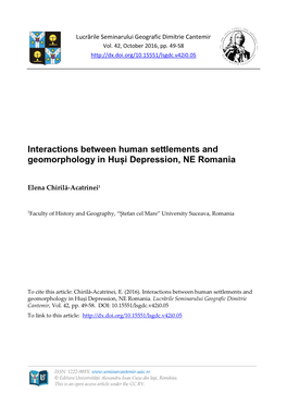 Interactions Between Human Settlements and Geomorphology in Huși Depression, NE Romania