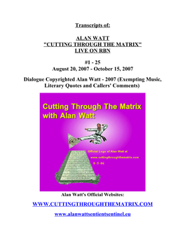 Alan Watt "Cutting Through the Matrix" LIVE on RBN