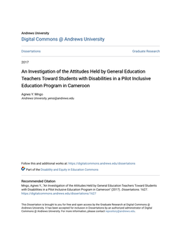 An Investigation of the Attitudes Held by General Education Teachers Toward Students with Disabilities in a Pilot Inclusive Education Program in Cameroon