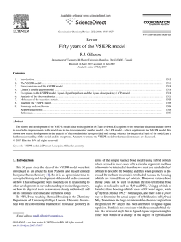 Fifty Years of the VSEPR Model R.J