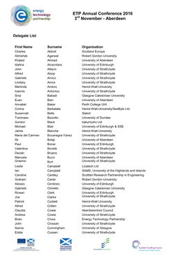 Delegate List