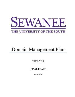 2019 Domain Management Plan