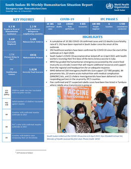South Sudan: Bi-Weekly Humanitarian Situation Report Emergency Type: Humanitarian Crises Issue 06| Date: 16– 31 March 2021