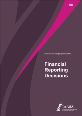 Financial Reporting Decisions MISSION