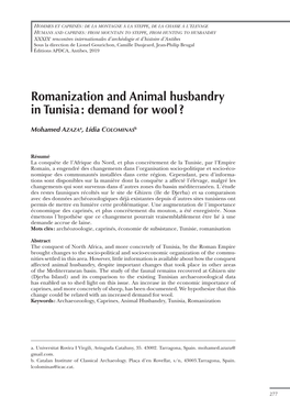 Romanization and Animal Husbandry in Tunisia : Demand for Wool ?