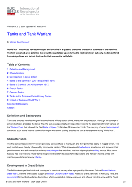 Tanks and Tank Warfare | International Encyclopedia of The