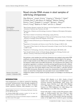 Novel Circular DNA Viruses in Stool Samples of Wild-Living Chimpanzees