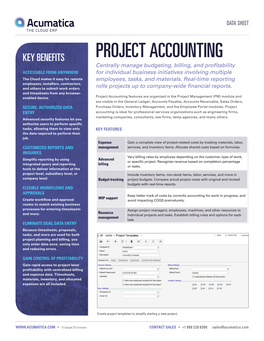 Acumatica Project Accounting Data Sheet