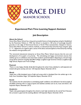 Experienced Part-Time Learning Support Assistant