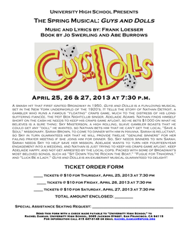 THE SPRING MUSICAL: Guys and Dolls