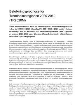 Befolkningsprognose for Trondheimsregionen 2020-2060 (TR2020M)