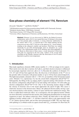 Gas-Phase Chemistry of Element 114, Flerovium