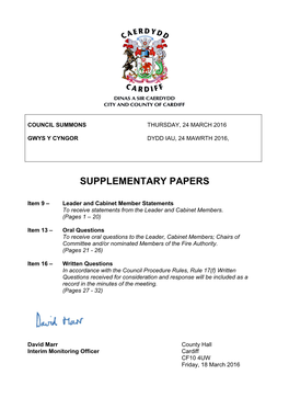 (Public Pack)Supplementary Papers