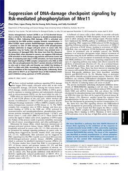 Suppression of DNA-Damage Checkpoint Signaling by Rsk-Mediated Phosphorylation of Mre11