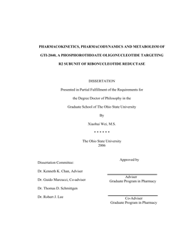 Pharmacokinetics, Pharmacodynamics and Metabolism Of