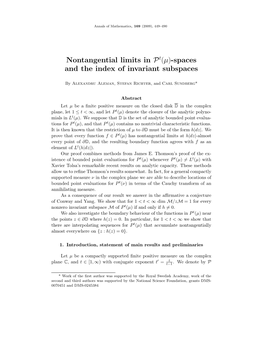 Nontangential Limits in Pt(Μ)-Spaces and the Index of Invariant Subspaces