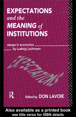 Expectations and the Meaning of Institutions