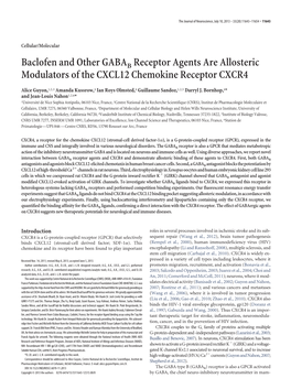 Baclofen and Other GABAB Receptor Agents Are Allosteric Modulators of the CXCL12 Chemokine Receptor CXCR4