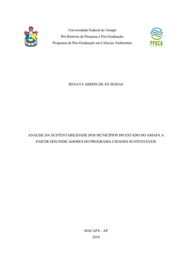 Universidade Federal Do Amapá Pró-Reitoria De Pesquisa E Pós-Graduação Programa De Pós-Graduação Em Ciências Ambientais