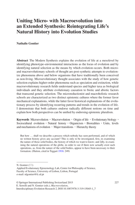 Uniting Micro- with Macroevolution Into an Extended Synthesis: Reintegrating Life’S Natural History Into Evolution Studies