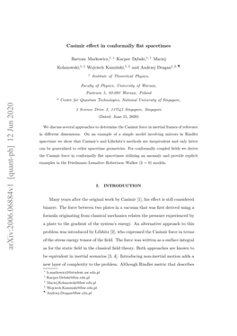 Arxiv:2006.06884V1 [Quant-Ph] 12 Jun 2020 As for the Static ﬁeld in the Classical ﬁeld Theory