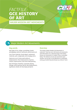 Gce History of Art Major Modern Art Movements