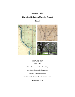 SONOMA VALLEY HISTORICAL HYDROLOGY MAPPING PROJECT, TASK 2.4.B: FINAL REPORT
