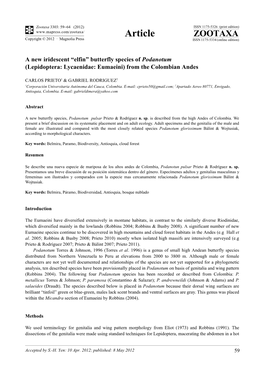 Butterfly Species of Podanotum (Lepidoptera: Lycaenidae: Eumaeini) from the Colombian Andes