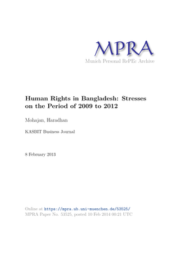 Human Rights in Bangladesh: Stresses on the Period of 2009 to 2012