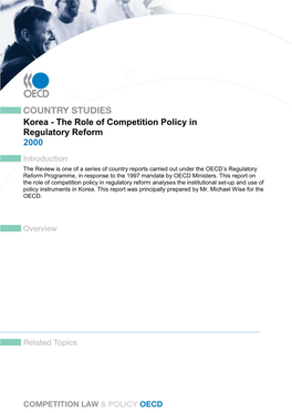 Korea - the Role of Competition Policy in Regulatory Reform 2000