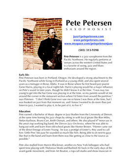 Pete Petersen S a X O P H O N I S T