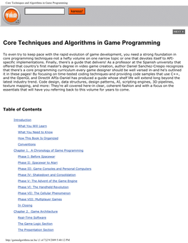 Core Techniques and Algorithms in Game Programming