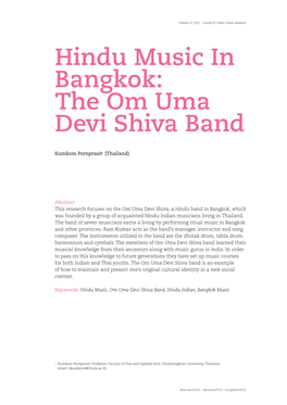 Hindu Music in Bangkok: the Om Uma Devi Shiva Band