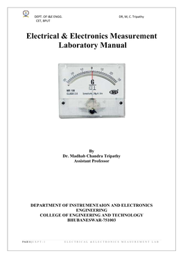 Electrical & Electronics Measurement Laboratory Manual