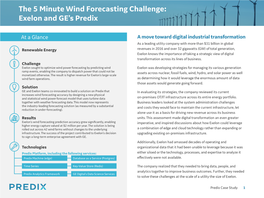 5 Minute Wind Forecasting Challenge: Exelon and GE's Predix