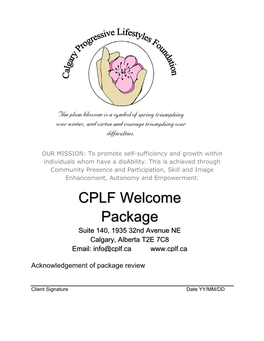 CPLF Welcome Package 07/16 Page 2