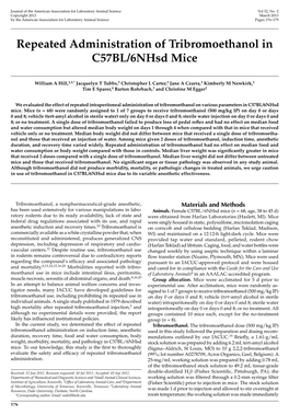 Repeated Administration of Tribromoethanol in C57BL/6Nhsd Mice