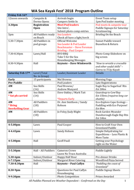 WA Sea Kayak Fest' 2018 Program Version 16