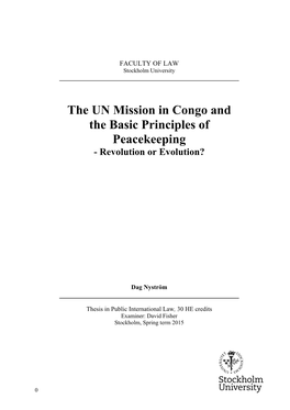 The UN Mission in Congo and the Basic Principles of Peacekeeping